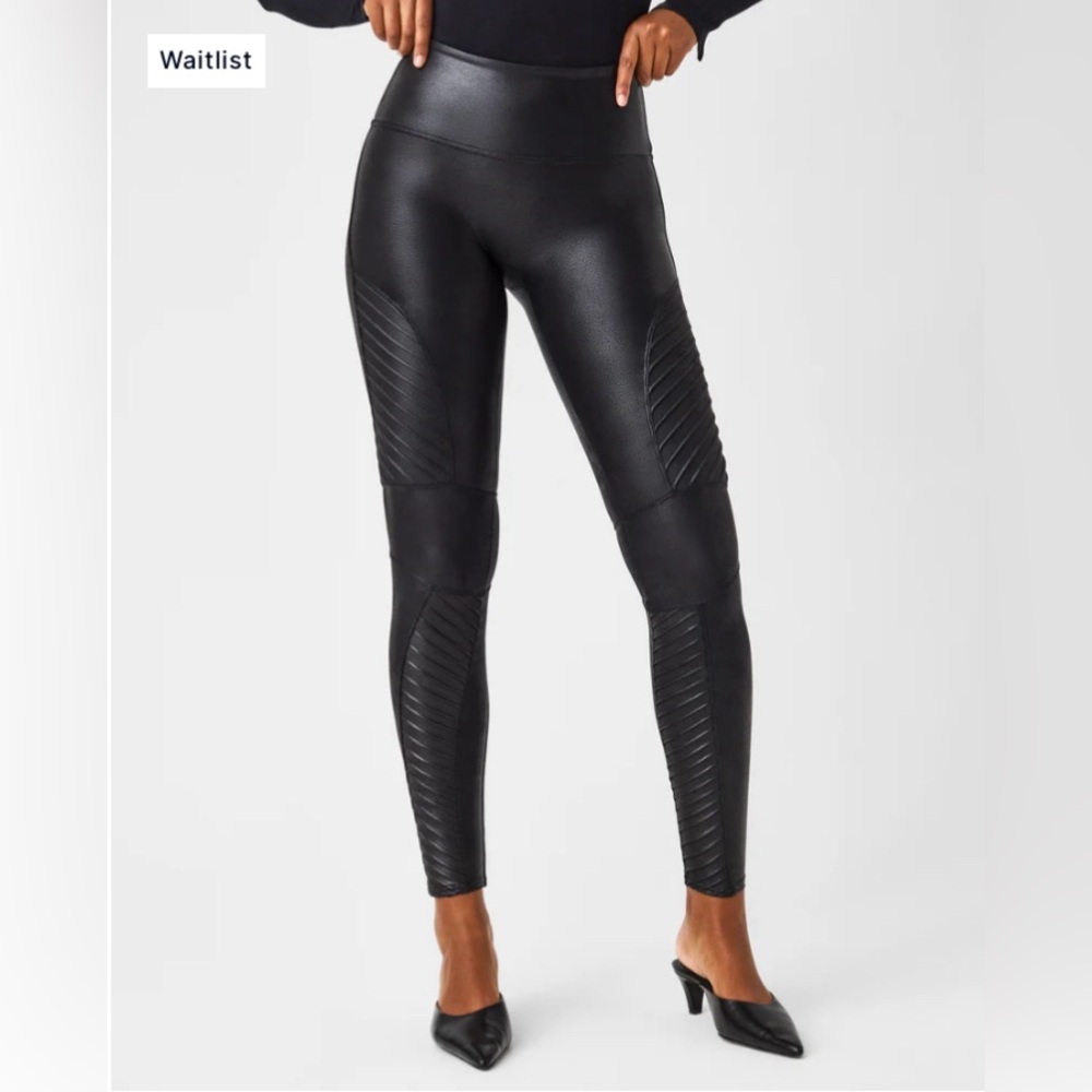Spank Black Faux Leather Moto Leggings SZ M